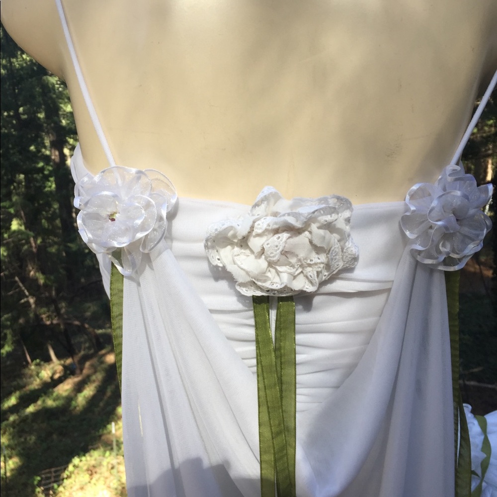 Kreativekristen original upcycled white floral evening  prom gown maxi dress - Picture 8 of 15